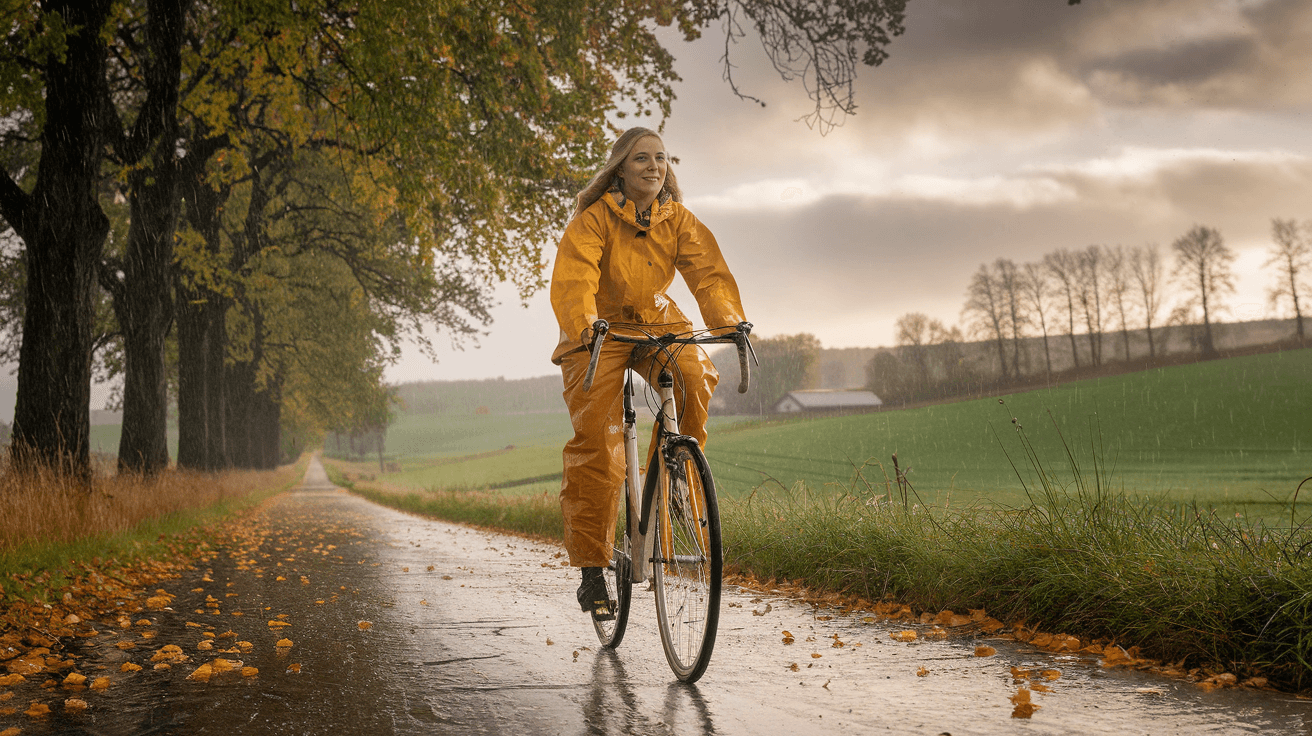 Billede der illustrerer bedste regntøj til cykling - friluftsliv og udstyr