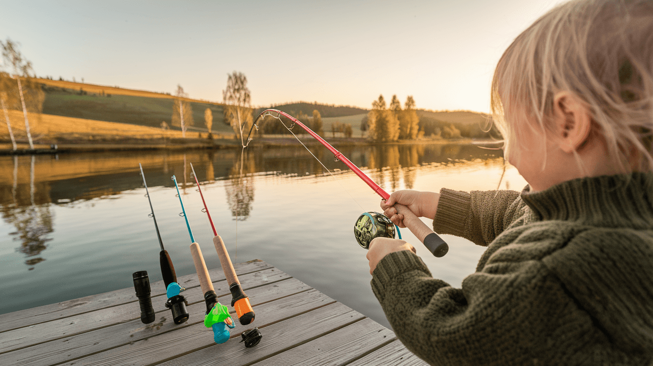 Billede der illustrerer bedste fiskestang til børn - friluftsliv og udstyr