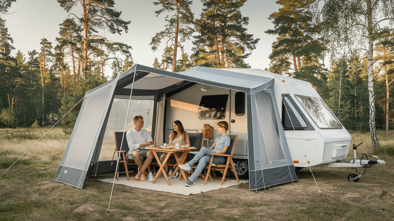 Billede der illustrerer bedste lufttelt til campingvogn - friluftsliv og udstyr