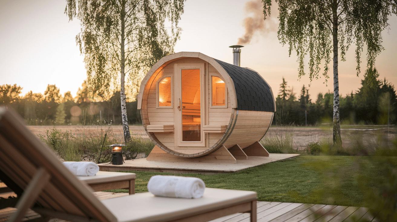 Billede der illustrerer bedste udendørs sauna